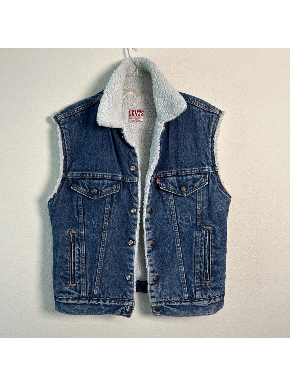 Vintage 80’s Levi’s Denim Sherpa Lined Vest Harley-Davidson Made In USA Size Med - Picture 10 of 16